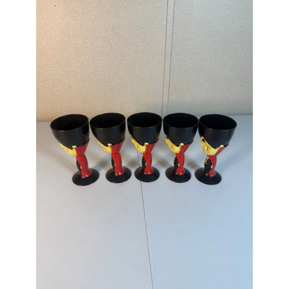 Halloween Fall Plastic Vampire Dracula Plastic Drinking Stem 5 Goblets Cups 7.5”